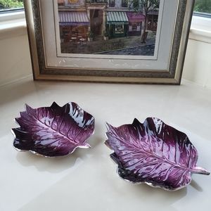 Leaf Cut Out Home Decorative Plates Porcelain Accent Tableware Color: Purple NWT